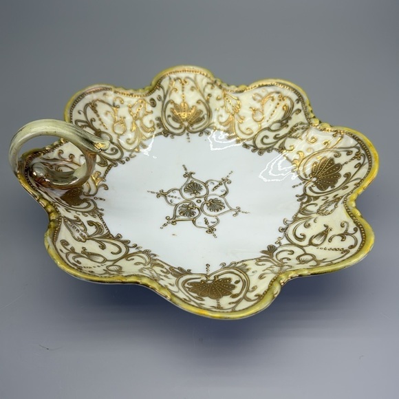 Antique Hand Painted Nippon Handled Dish - Picture 3 of 10